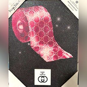 Design District Gucci Toilet De Luxe Roll Glitter Embellished Canvas Wall Art